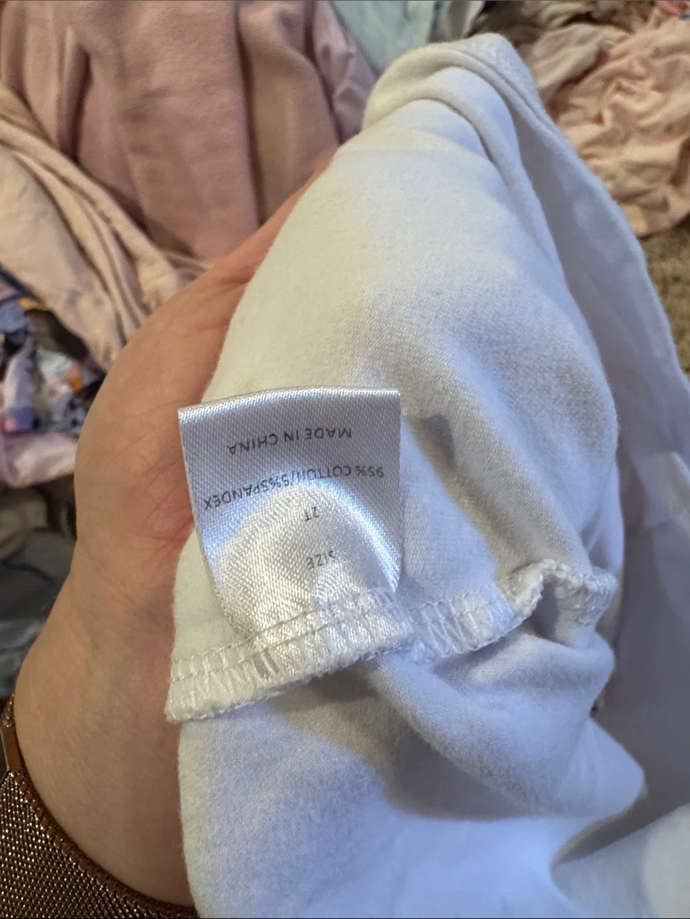 Girls White Cotton Pajama Top with Blue Trim